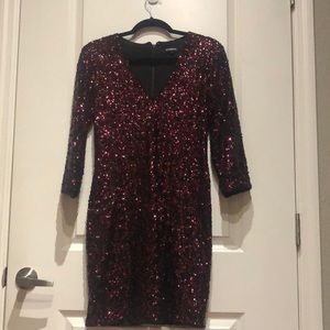 Express black and red sequin dress